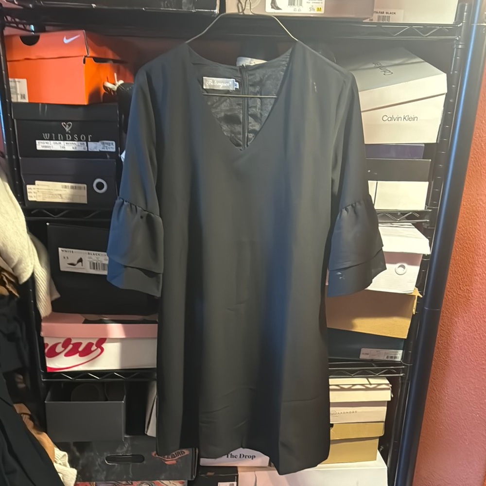 Black Ruffled Sleeve Dress